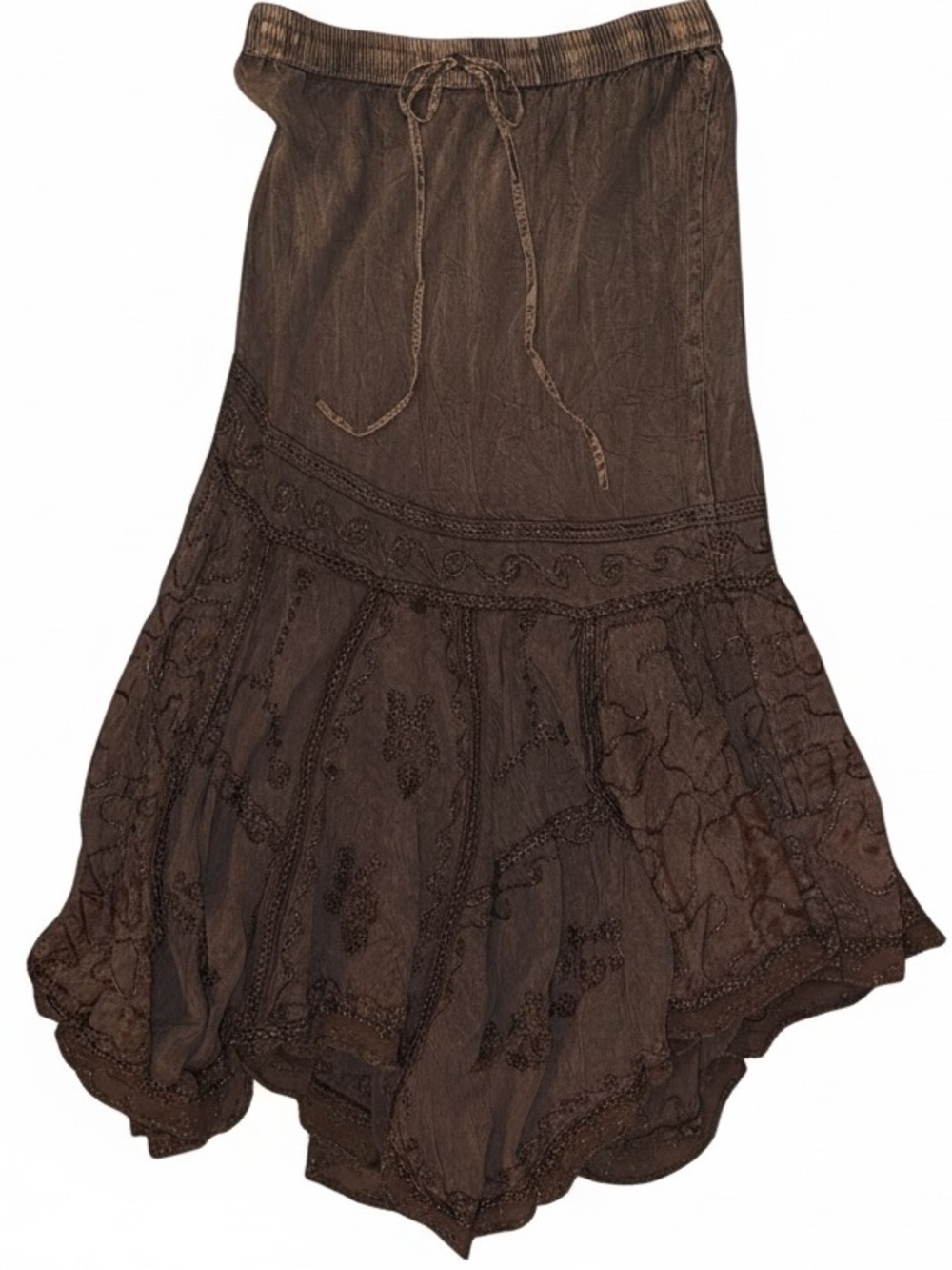 SCULLY LEATHER COMPANY Honey Creek Asymmetrical Rustic Skirt Copper BRN SZ M